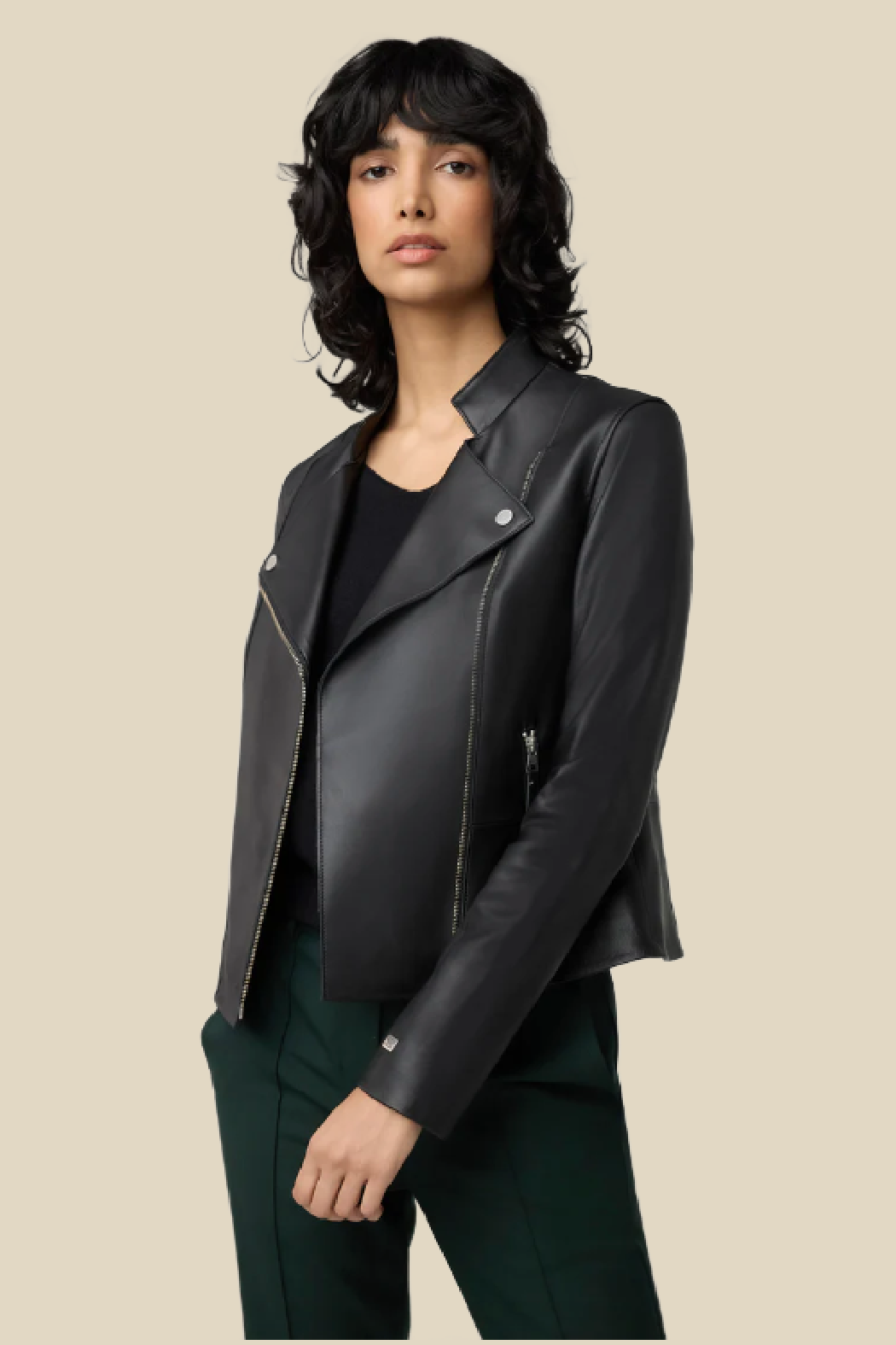 Saskia Leather Jacket S Black