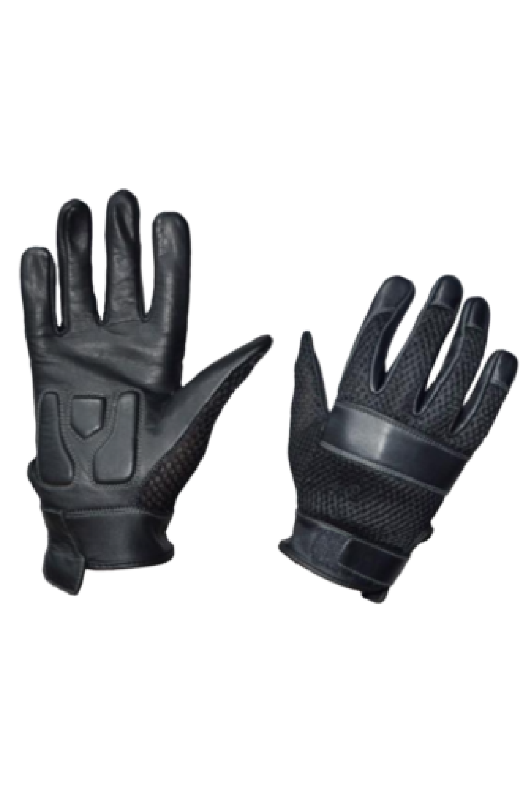 Black Leather Fingerless Gloves by Unik