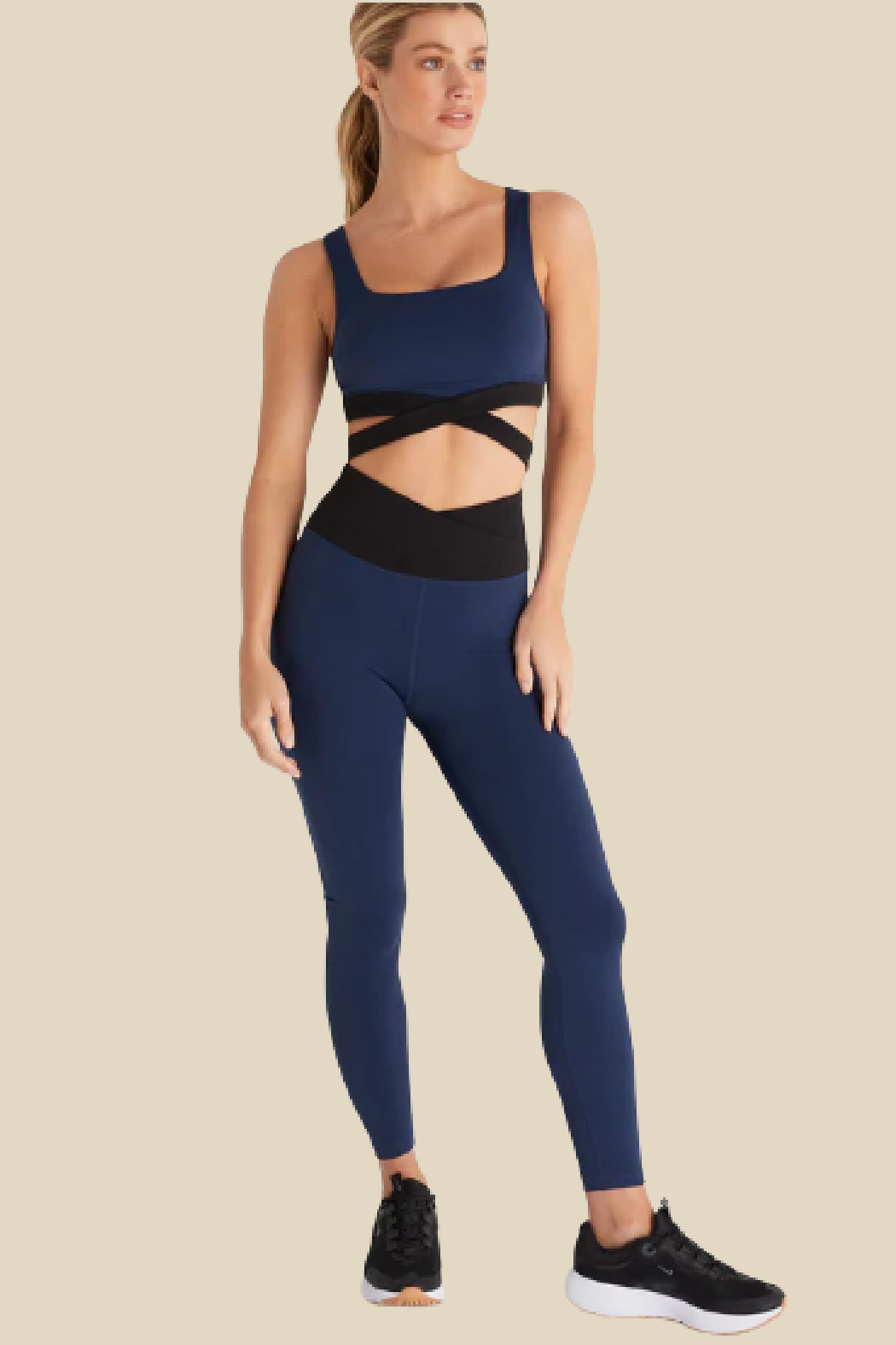 Crossover Front Sports Bra - Blue