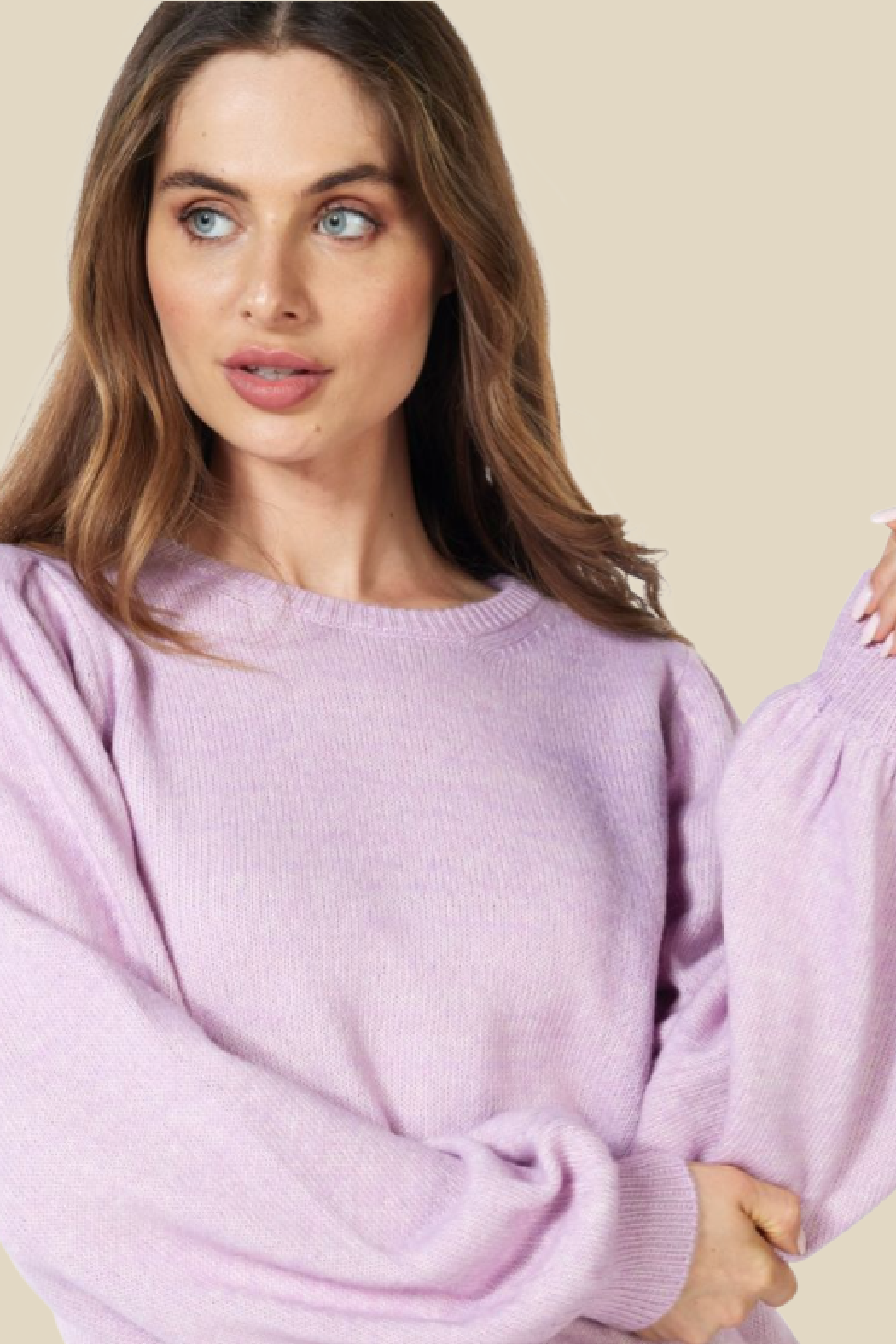 lystmrge Sweaters for Women Petite Size Puffy Sleeve Sweater for