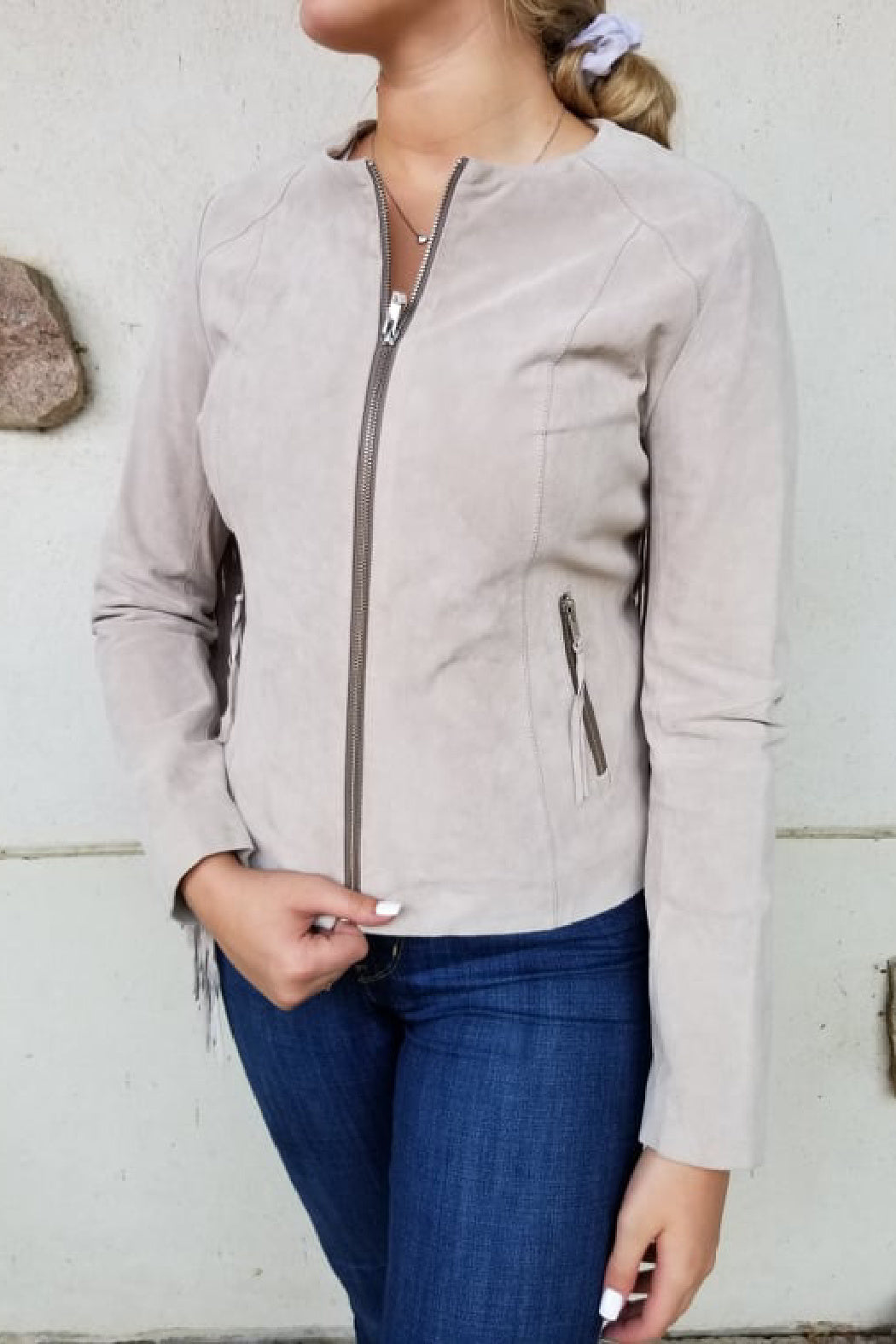 Grey hotsell fringe jacket