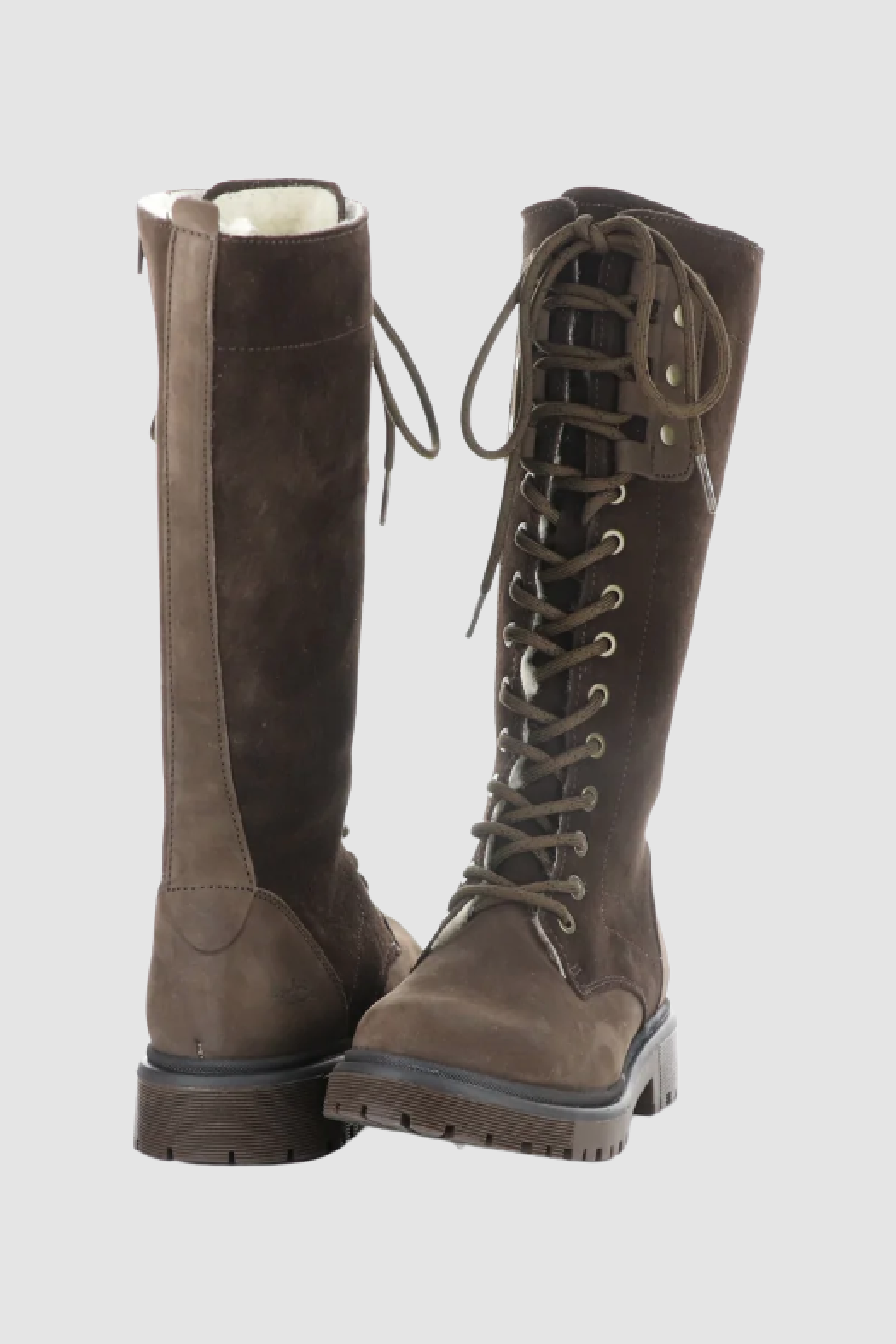 Knee high lace discount up brown boots